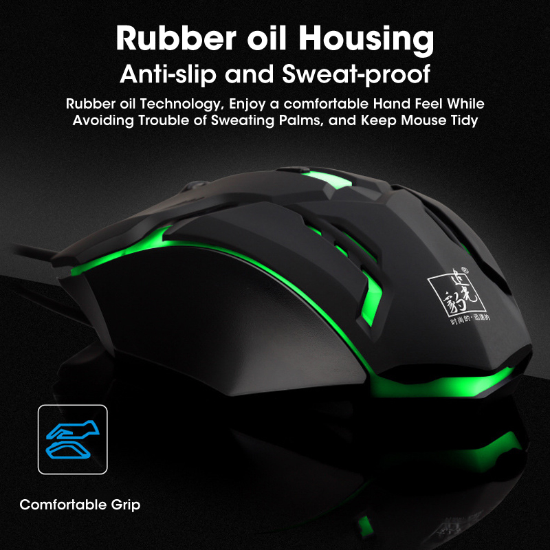 Ergonomische bedrade gamingmuis met 6 knoppen, led, 2400 dpi, usb-computermuis, gamermuis, stille muis met achtergrondverlichting voor pc en laptop.