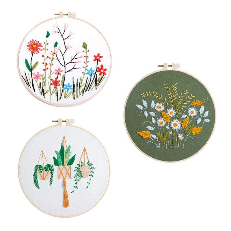 Diy Borduurwerk Bloem Handwerk Handwerken Voor Beginner Kruissteek Ambachten Hand-Gestikt Decor Schilderen Borduren Home Deco: I 3PCS