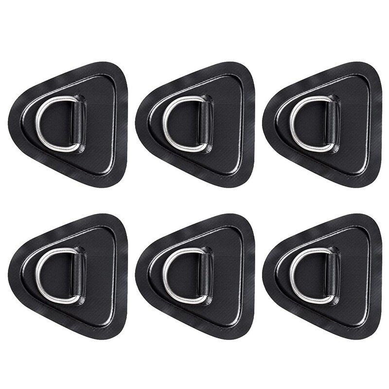 JHD-6Pack d-ring remendo para barco inflável caiaque dinghy sups d-ring pvc remendo canoa rafting acessórios: Preto