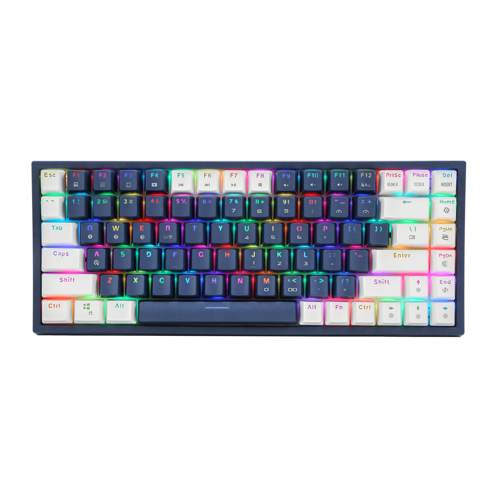 HUO JI CQ84 84 Key Mechanical Keyboard USB Wired RGB Gaming Mechanical Keyboard Support Bluetooth Red Blue Switch For Desktop: Blue white / Blue Switch