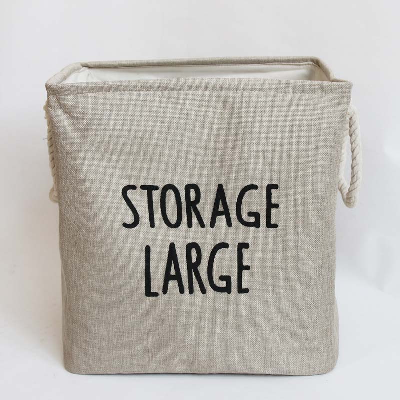 Cesta grande de lino y algodón para la colada, cesto plegable para ropa sucia, organizador de almacenamiento duradero, juguetes de habitación para niños, 2 tamaños: Type2 light gray