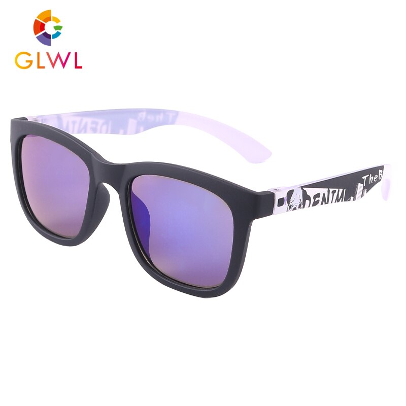 Kids Zonnebril Jongens Stijlvolle Coating Zonnebril Sport Kinderen Lenzenvloeistof Baby Retro Peuters Sunglass Big Schaduw Vierkante Lenzen: GLWL1909-14D
