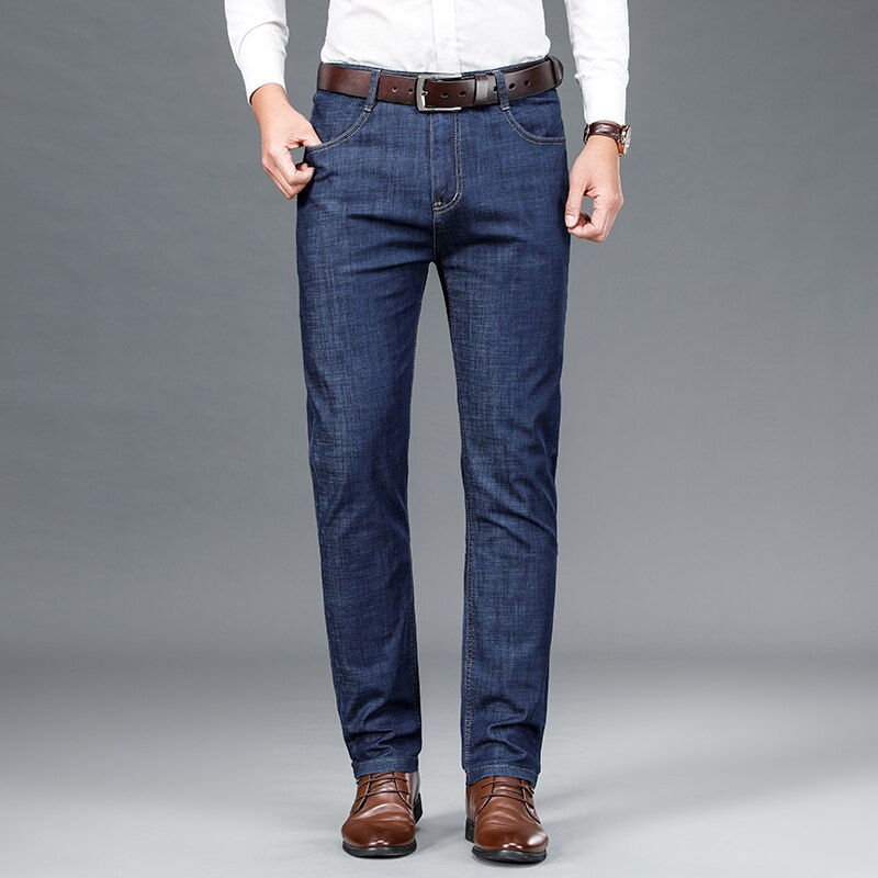 Pantalones vaqueros elásticos informales para hombre, Jeans gruesos, clásicos, Retro, talla grande, para las cuatro estaciones: 32
