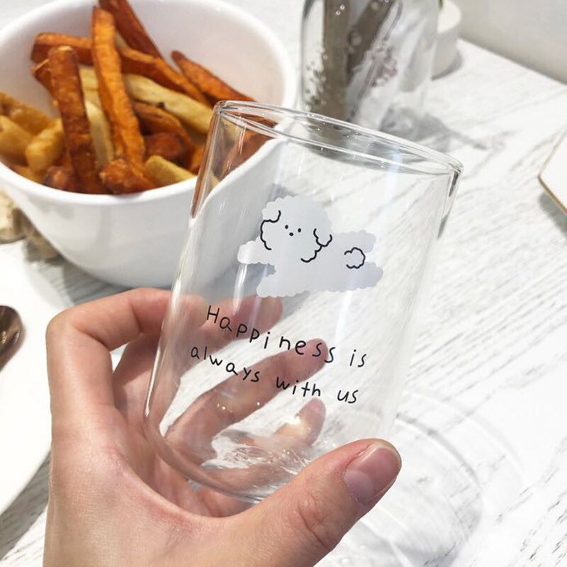 300ml koreanska tecknade glasborosilikat värmebeständig kaffemugg hushållsfrukost mjölkmuggar juice kopp hem drinkware