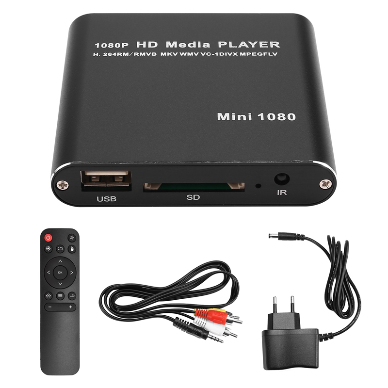CABE-2X MKV H.264 HDD Multimedia Player Full HD 1080P USB Media Player With SD Media TV Box Support RMVB WMV HDD EU PLUG