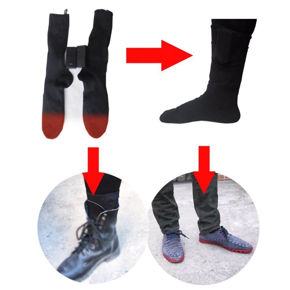 Battery Operated Thermal Cotton Heated Socks Battery Heated Boot Socks Feet Foot Warmer Electric Heater Rechargable Winter Socks