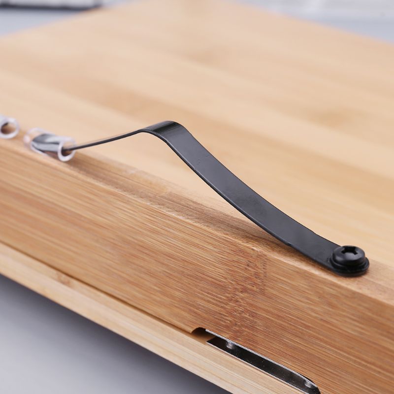 Bamboo Adjustable Reading Book Holder Tray Page Paper Clips Foldable Tablet Cookbook Portable Sturdy Bookstand