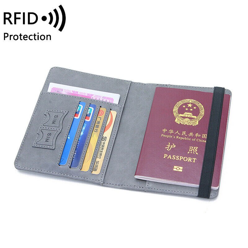 Slim PU Leather Travel Passport Wallet Holder RFID Blocking ID Card Case Cover Portable Purse