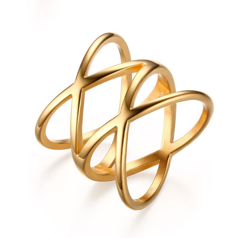 Rvs Vintage Cross Ringen Voor Vrouwen Eenvoudige Holle X Vorm Ring Trouwringen Sieraden Voor Vrouwen