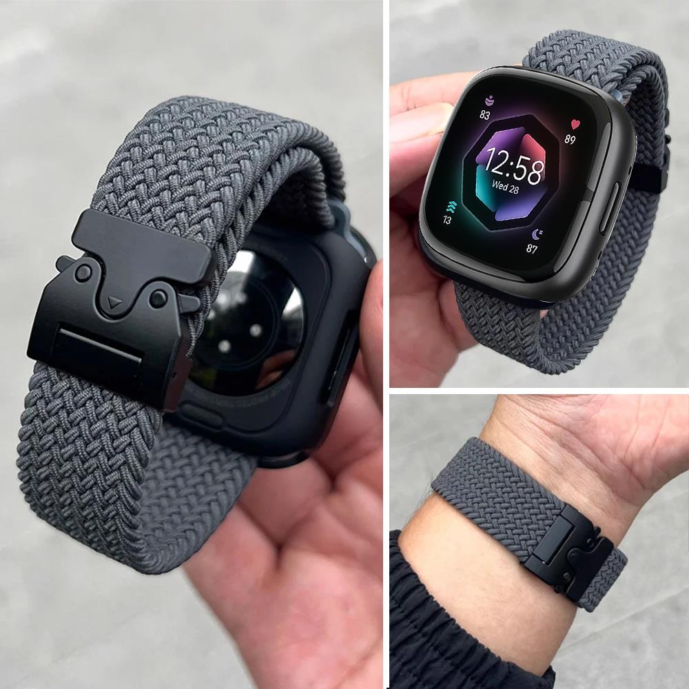 Parachute Braided Strap for Fitbit Versa 4 3 Sense 2 band Accessories replacment nylon correa Bracelet for Fitbit Versa 4 Strap