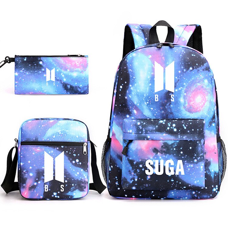 Starry Sky Pattern Schoolbag Pencil Case Shoulder Bag Set Large Capacity Backpack JIN SUGA J HOPE JIMIN V JUNGKOOK Travel Bag: 05