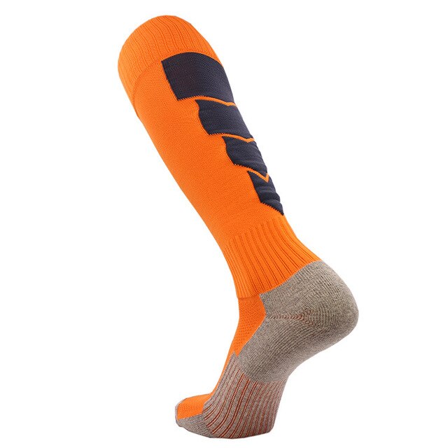 Figli Adulti professionale A Lungo di Calcio Calzini e Calzettoni Ginocchio-alto Patchwork Bambini Calzini e Calzettoni Maschio Femmina di Spessore Telo di Fondo Sport Calzini da calcio: orange / L for size 40-45