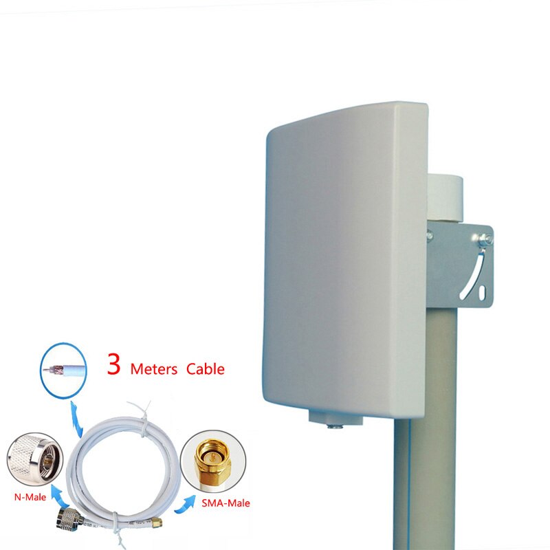 UHF antenna 433MHz directional antenna 423~443MHz Wall Mount Patch Panel Flat Antenna high gain: 3 meters cable