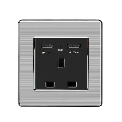 86 -type 1/2/3- gang 1- vejs 2- vejs kontakt med led husstandsvæg tilfældig klik-kontakt børstet rustfrit stål spejl nulstillingskontakt: Uk stik usb