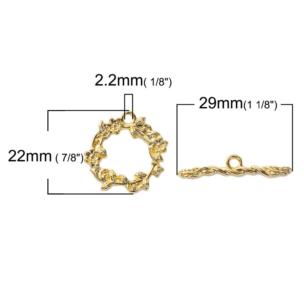 DoreenBeads lega a base di zinco colore oro attiva/disattiva fermagli foglie di fiori risultati braccialetto fatto a mano componenti gioielli fai da te, 2 set