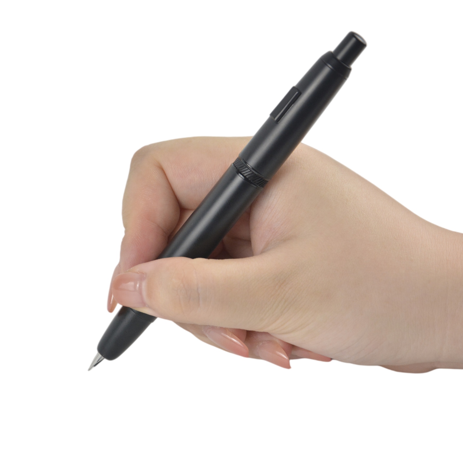 MAJOHN A1 Press Fountain Pen Retractable EF Nib 0.4mm Metal Matte Black writing Ink Pen with Converter for students