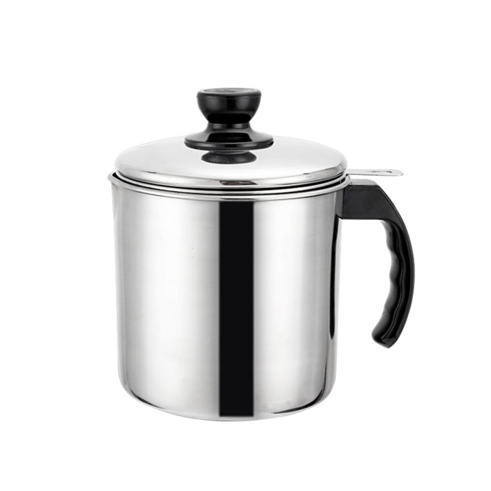1.2L Stainless Steel Oil Strainer Pot Grease Container Oil Storage Can Grease Keeper with Strainer and Lid: Default Title