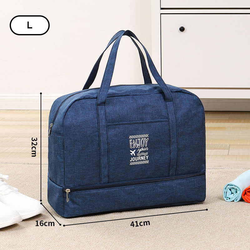 Waterproof Travel Duffle Bags Men Weekend Handbag Large Capacity Clothes Socks Shorts Tote Organizer Suitcase Luggage Accessorie: A Dark Blue L