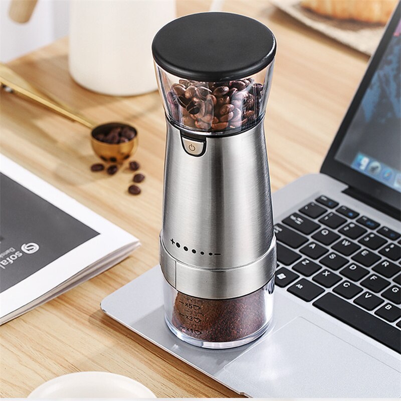 USB Rechargeable Coffee Grinder Electric Stainless Steel Adjustable Hand Grinder Coffee Machine Coffee Bean Grinders Kitchen Too
