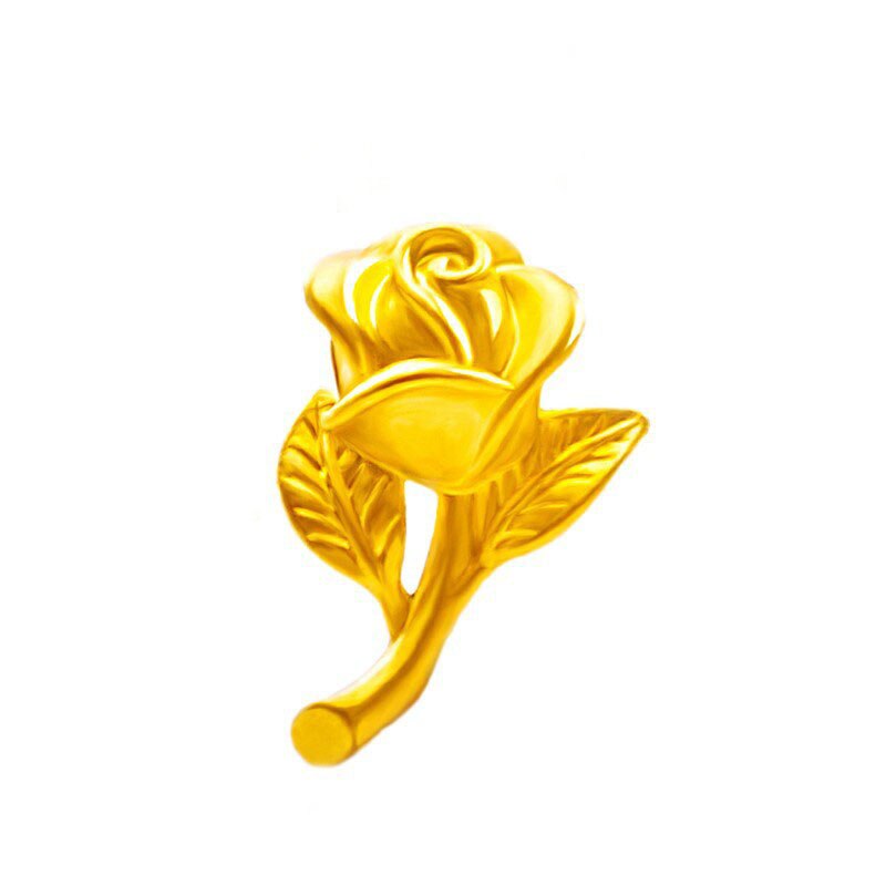 Puur Goud 999 Rose Bloem Hanger Vrouw 24K Echte Gouden Hanger 18K Ketting Mode Romantische Sieraden: Only pendant