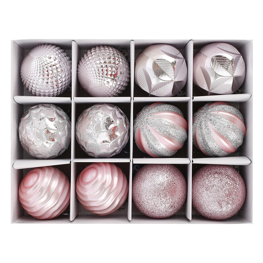 12pcs 6cm Luxury Christmas Tree Ornaments Balls Hanging Xmas Tree Decor Ball for Home Year Party: B