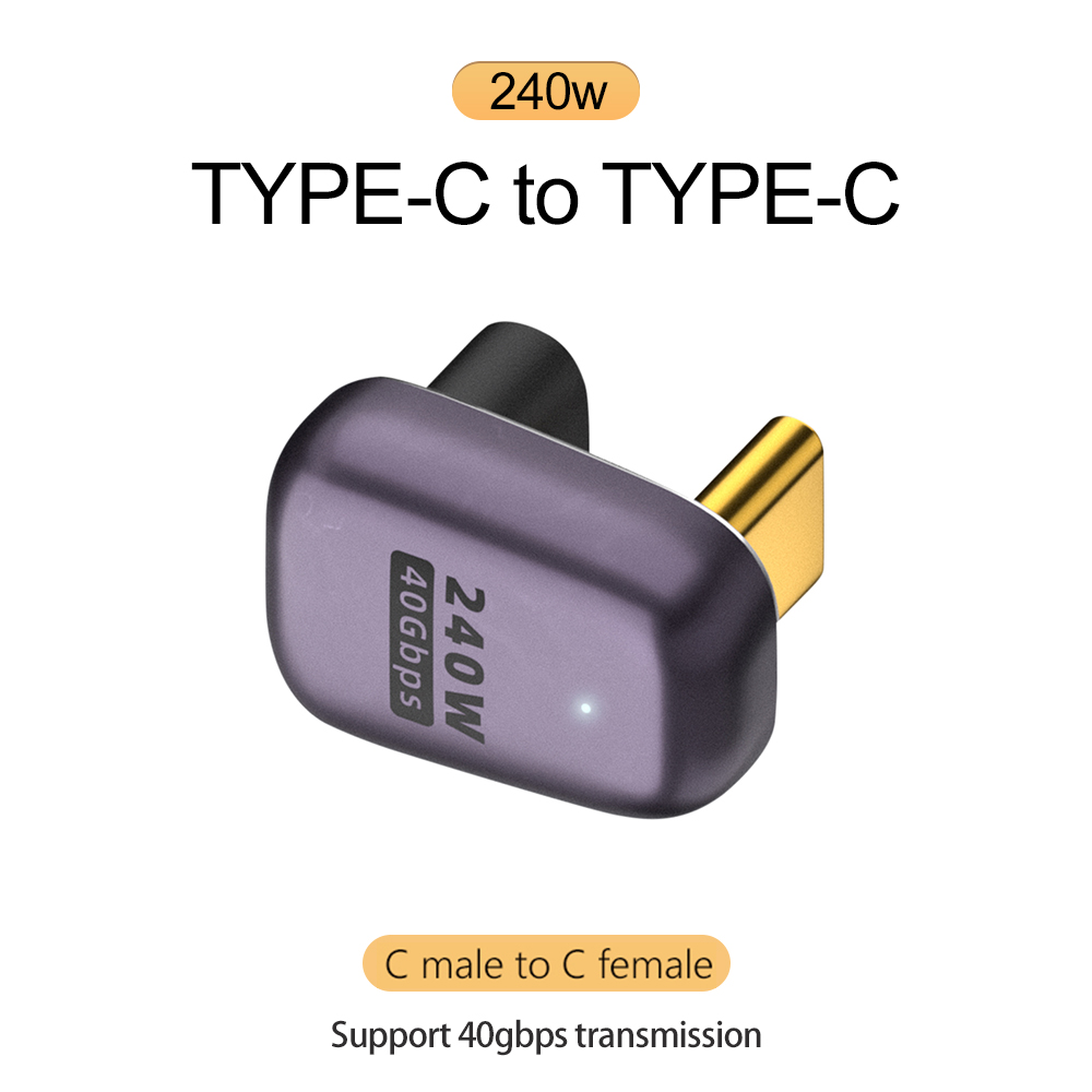 NNBILI 240W 5A Typ-C OTG Adapter Schnelllade-Datenkonverter USB4.0 40Gbps Unterstützung 8K@60Hz USB C 90/180 Grad Winkeladapter: Gold