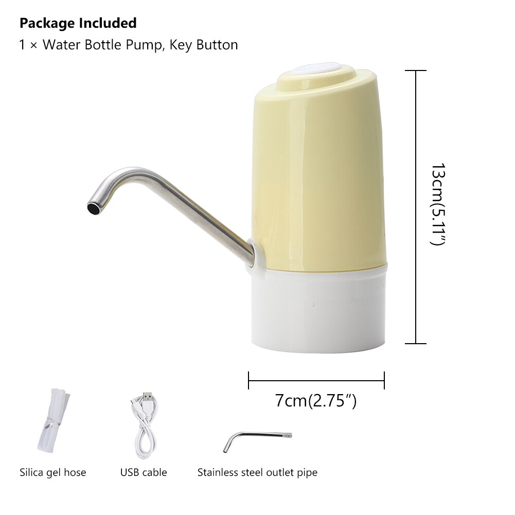 Electric Water Dispenser Portable Gallon Drinking Bottle Switch Smart Water Pump USB Charging Auto Drinking For Home Office: XB-1 Yellow