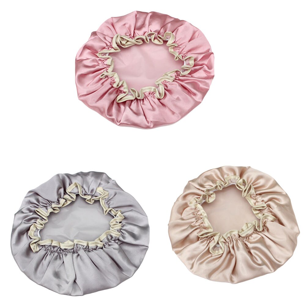 1Pc Mooie Dikke Vrouwen Douche Satijnen Hoeden Kleurrijke Bad Douche Caps Haar Cover Dubbele Waterdichte Badmuts