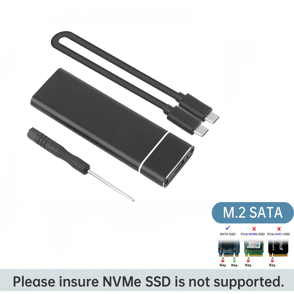 Boîtier SSD USB 3.1 vers M.2 NGFF, adaptateur UASP SuperSpeed pour 2242 2260 2280 M2: C to C cable Black