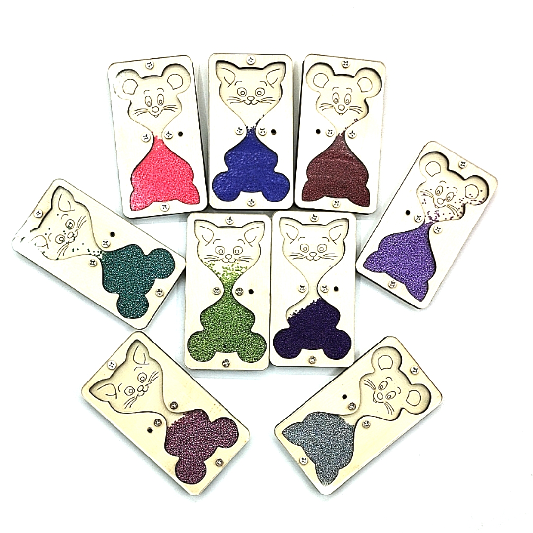 Sablier en bois pour bébé, souris et chat, accessoires Montessori, pièces d'éléments, horloge de sable pour l'éducation des enfants, bricolage, planche occupée