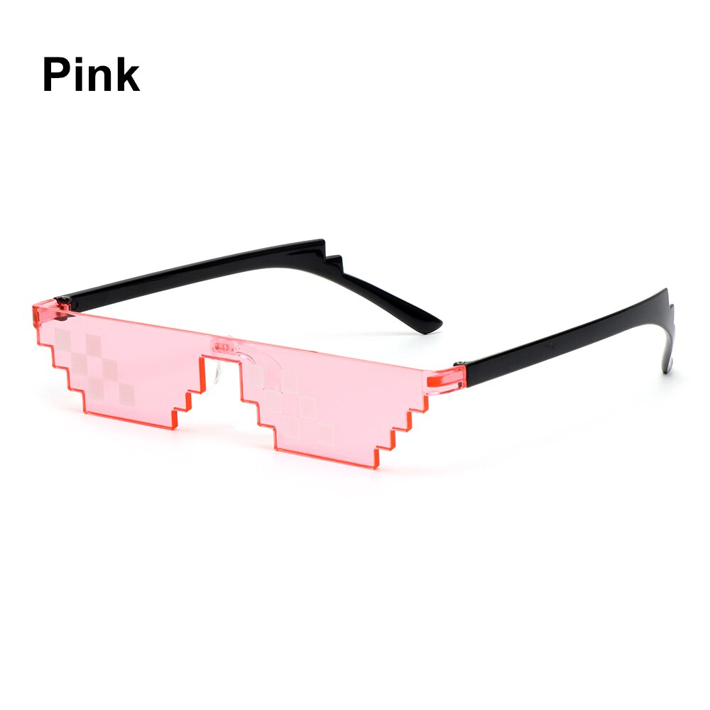 Funny Mosaic Sunglasses, Thug Life Sunglasses, Retro Gamer Robot Sunglasses Birthday Party Cosplay Favors for Men &amp; Women: Pink