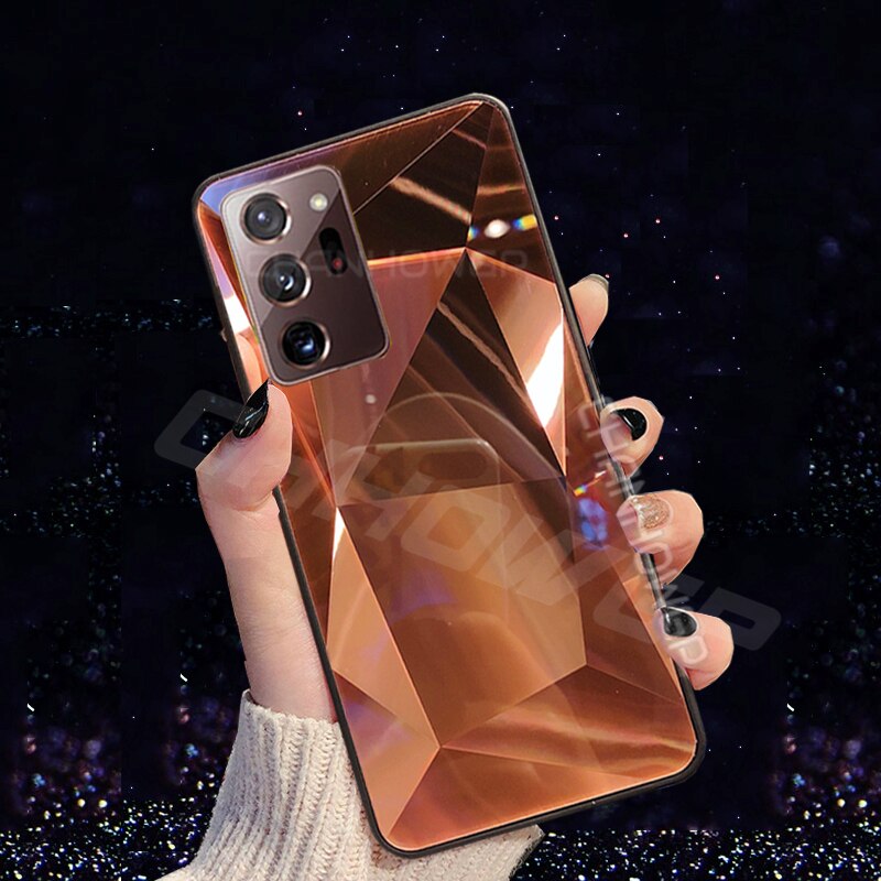 Do Samsung Galaxy Note 20 Ultra Case Glitter 3D pryzmat diamentowe lustro etui na telefony do Galaxy Note20 Note 20 miękka krawędź tylna okładka: Galaxy Note 20 Ultra / Rose gold