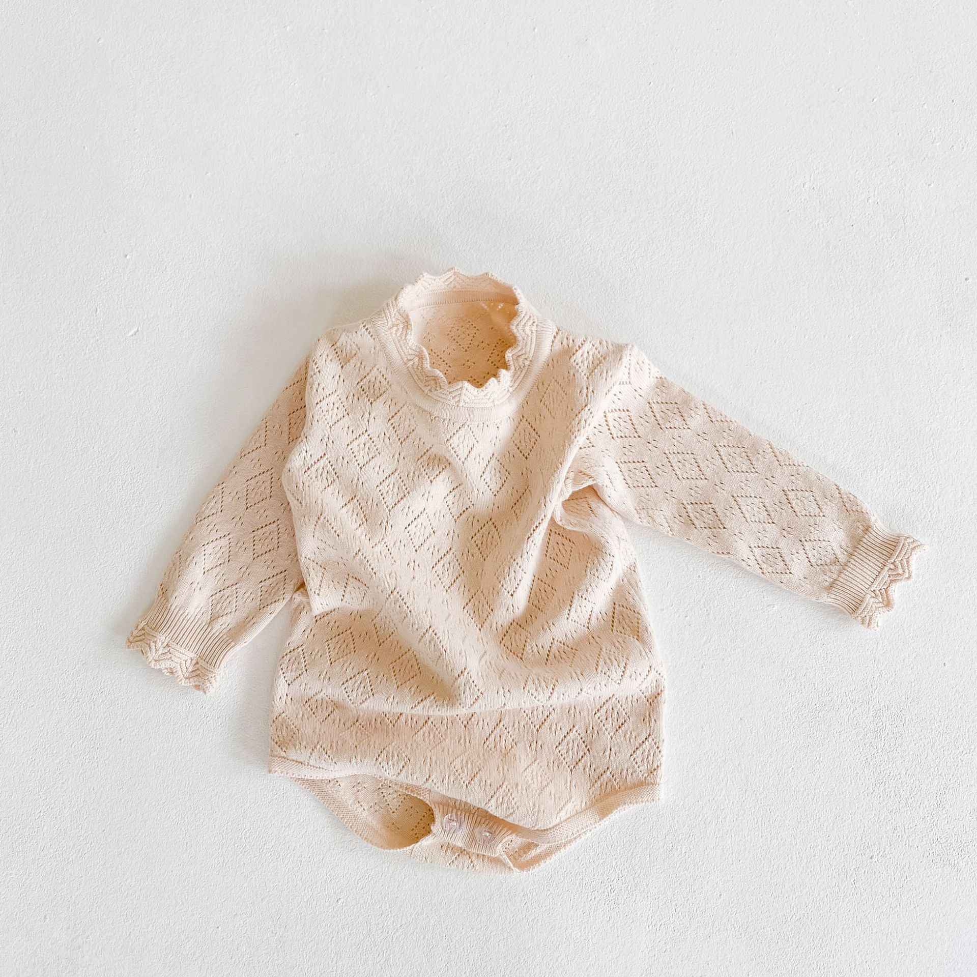 Baby Jongens Meisjes Kleding Herfst Winter Bodysuits Kids Meisje Lange Mouwen Effen Kleur Jumpsuits Gebreide Holle Diamant Kleding: 82110romper2 / 24M