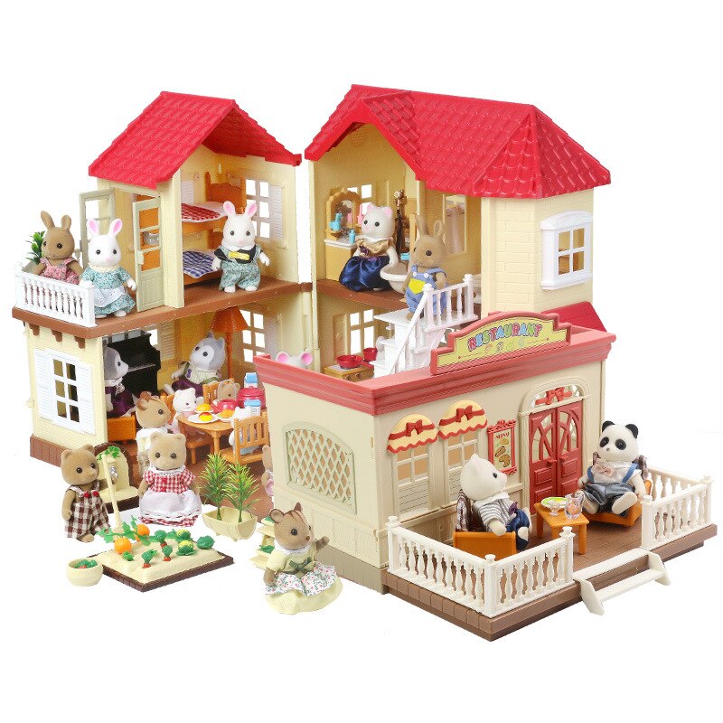 Forest animal villa mini set DIY toy simulation furniture toy girl play house toy family model children surrounding garden