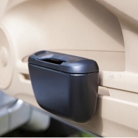 Cubo de basura con apertura abatible para coche, caja organizadora de papel, para oficina y hogar, color negro, ZM56