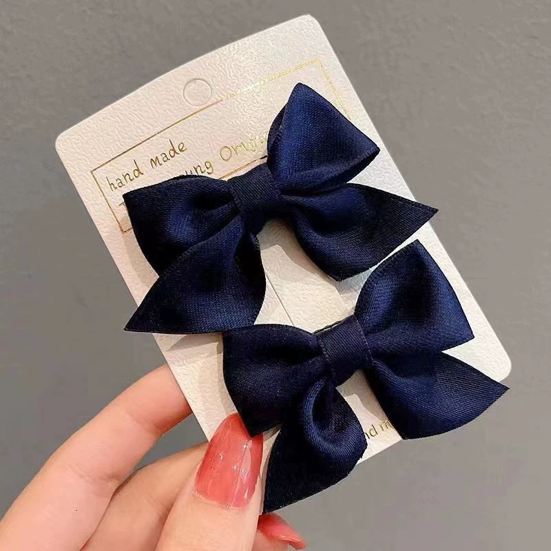 Pinza para el pelo con lazo para niños, tocado, pinza para el pelo de princesa para bebé, pinza para el pelo para niña pequeña, accesorios para el cabello: Azul oscuro