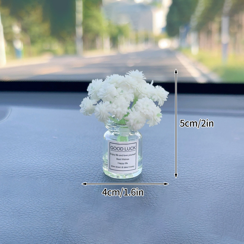 Decoración de consola central Interior de coche, bonito florero Sakura Gypsophila, adornos para salpicadero Interior de coche, decoración de escritorio para el hogar: Naranja