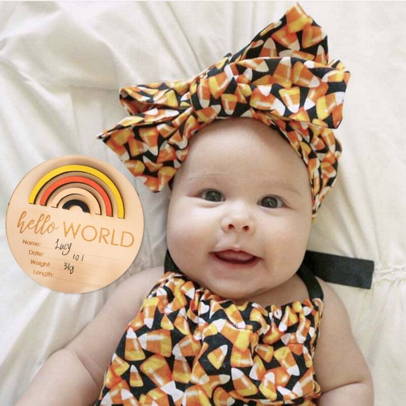 Wooden Rainbow Milestone Cards Growth Commemorate Baby Birth Monthly Recording Card Newborn Infants Shower