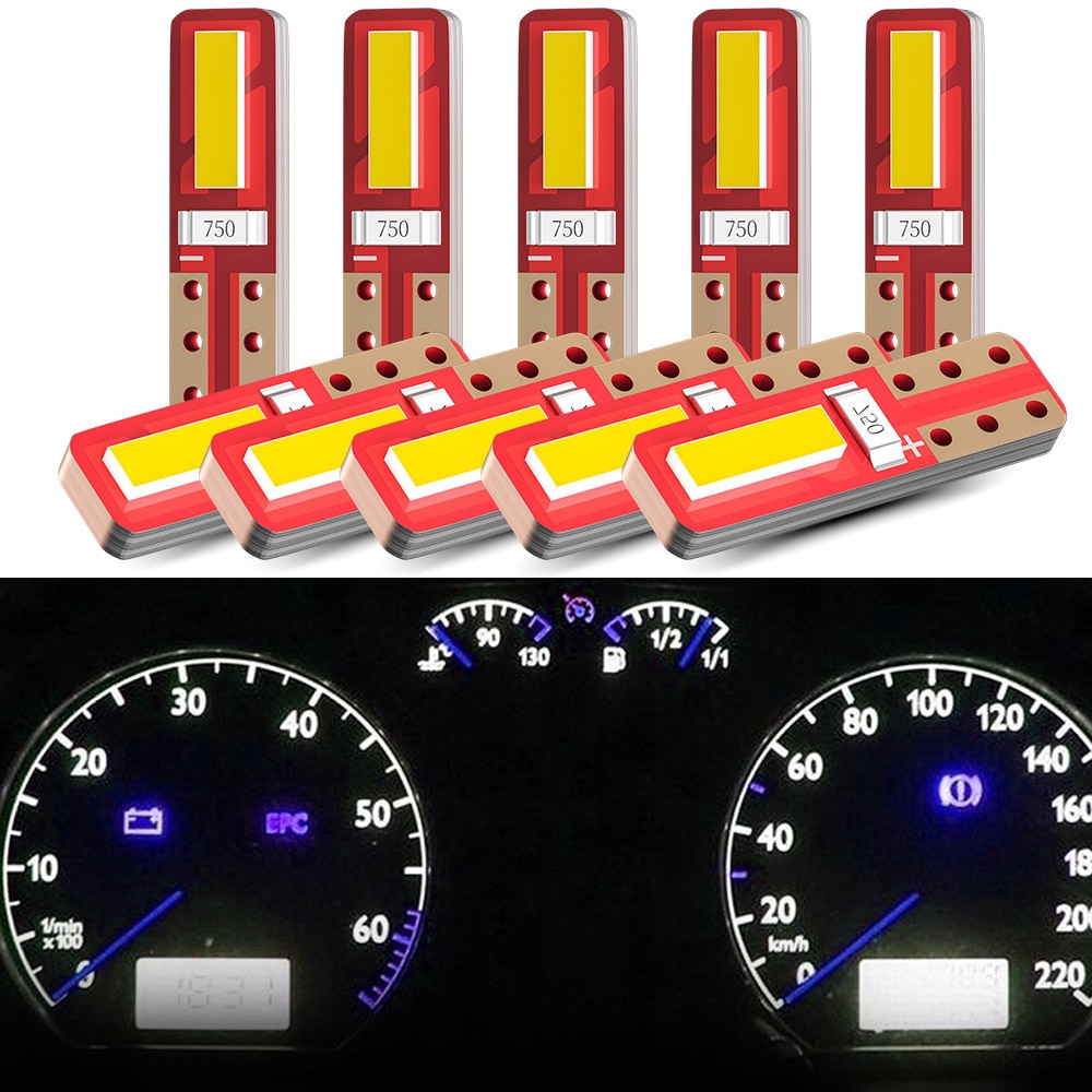 Kebidumei 10Pcs T5 Led Verlichting T10 2SMD Led Canbus Auto-interieur Verlichting Dashboard Warming Indicator Wedge Auto Instrument Lamp 12V