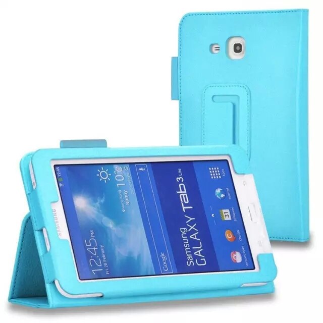 Funda de piel sintética para Samsung Galaxy Tab E Lite, protector de piel sintética con soporte de SM-T113 para Samsung Galaxy Tab 3 lite 7,0 SM-T116 SM-T110 7,0: sky blue