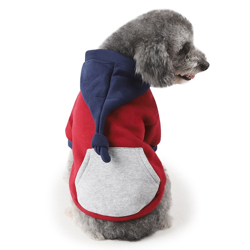 Ropa de invierno para perro, disfraz de Mascota, gorro de cola larga para cachorro, sudaderas con capucha, suéter cálido de lana para perros y gatos, Color Rojo