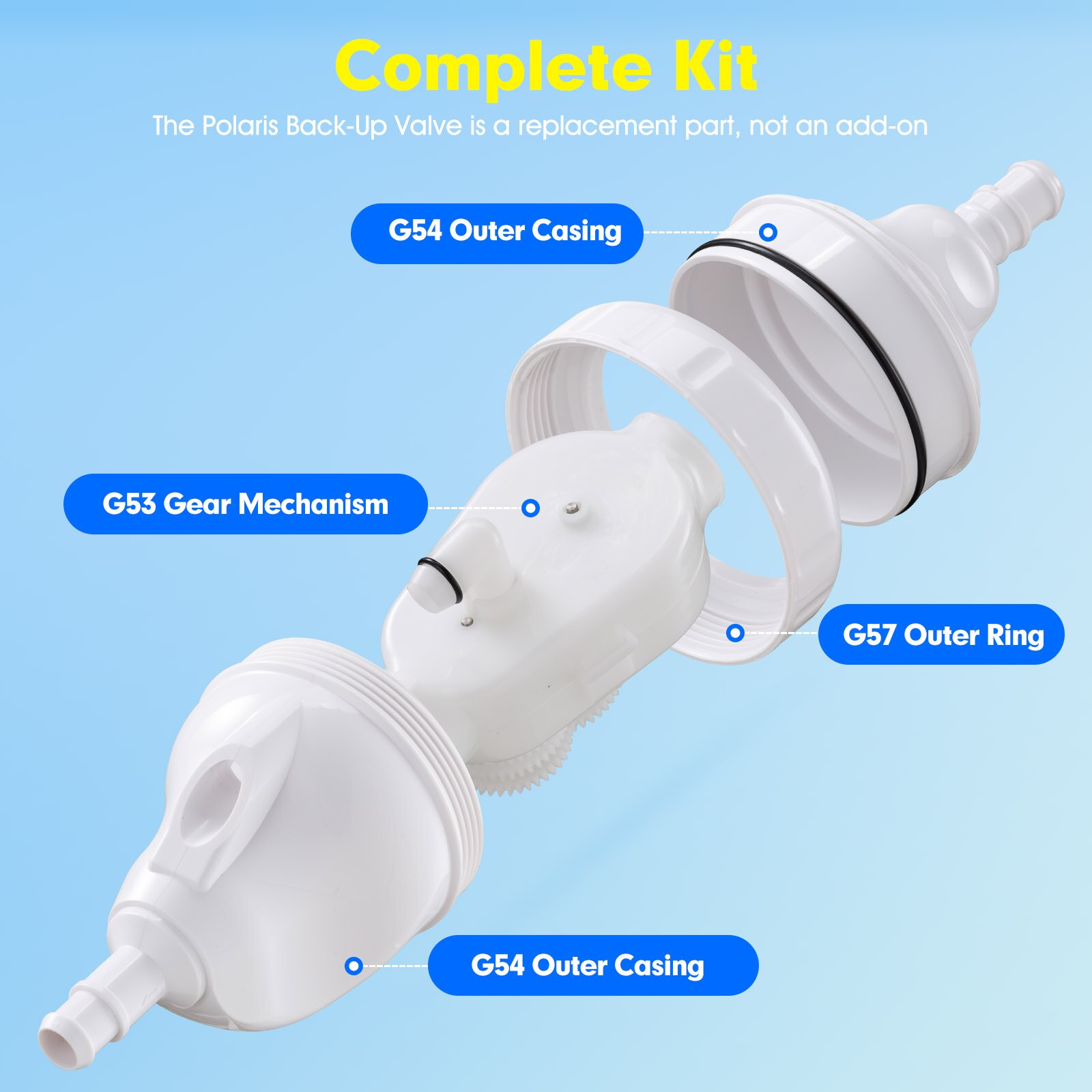 Upgraded G52 Polaris Backup Valve Replacement for Polaris Pool Cleaner Parts Compatible with Polaris 280 380 180 3900 Rebuild