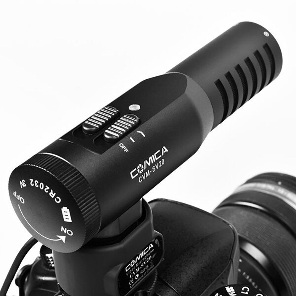 Comica CVM-SV20-Sistema de micrófono para cámara DSLR, , totalmente de Metal, estéreo, para teléfono inteligente