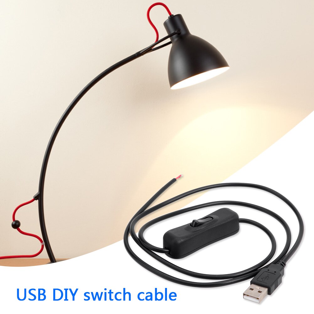 3ft 5V Usb Voeding Kabel 2 Pin Draad Usb 2.0 Male Charger Opladen Cord Extension Diy Met Op/Uit Schakelaar