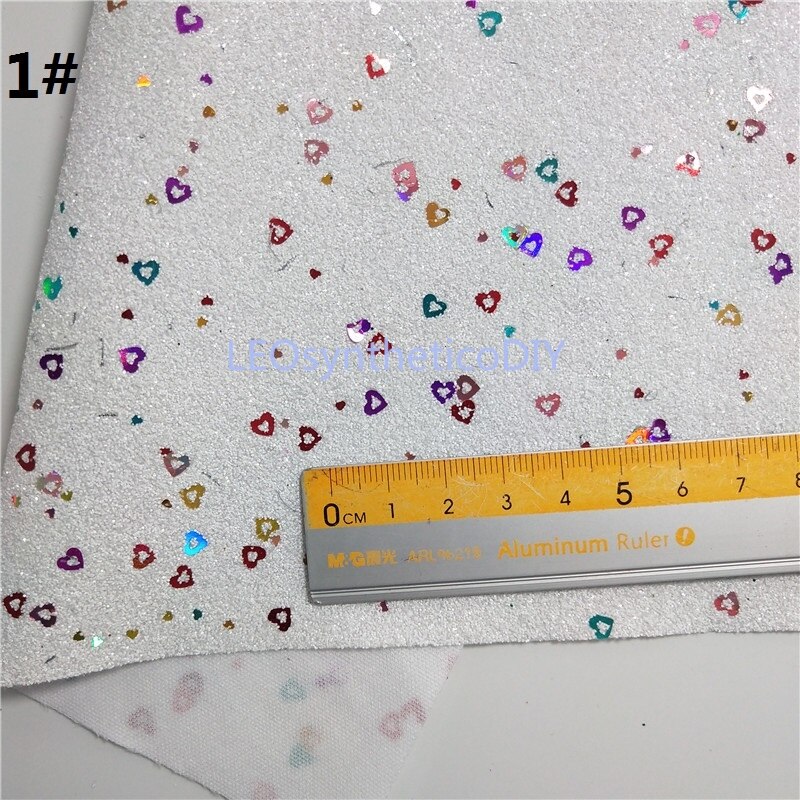 1pc 21 x 29cm glitterstof, glitterleer met hartjes, glitterleervellen voor het maken van strikken leosyntheticodiy  t298c