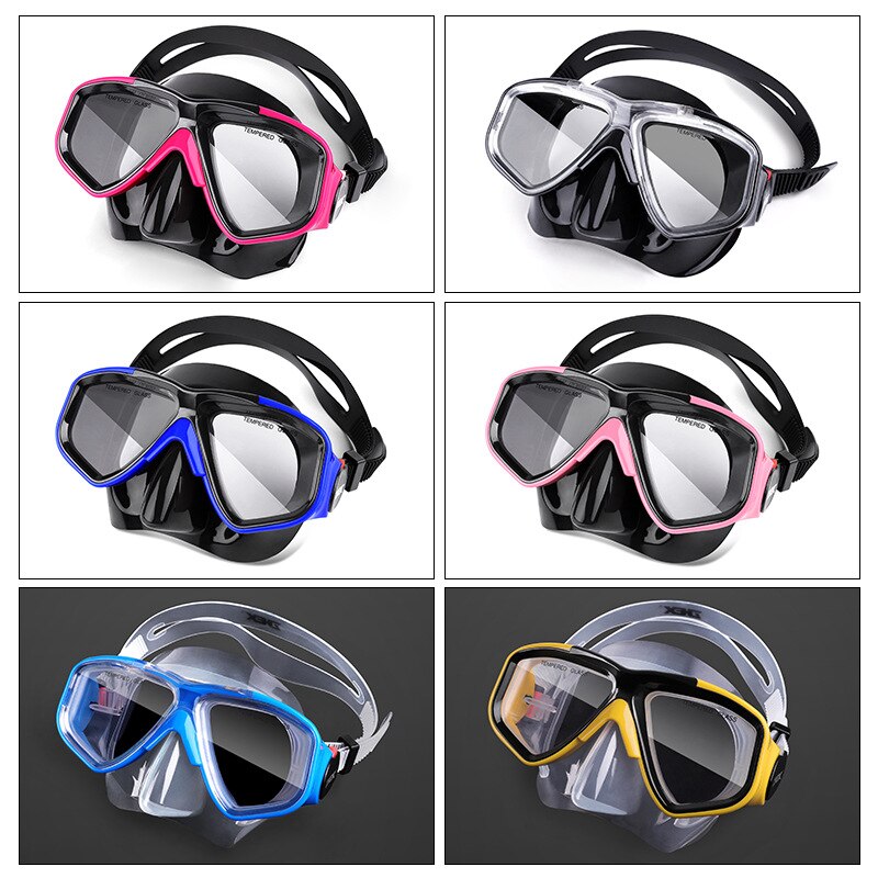 Diving Mask Adults Scuba Mask Underwater Snorkel Set Anti Fog Snorkeling Goggles Swimming Mask Glass Men Women Diving Goggles