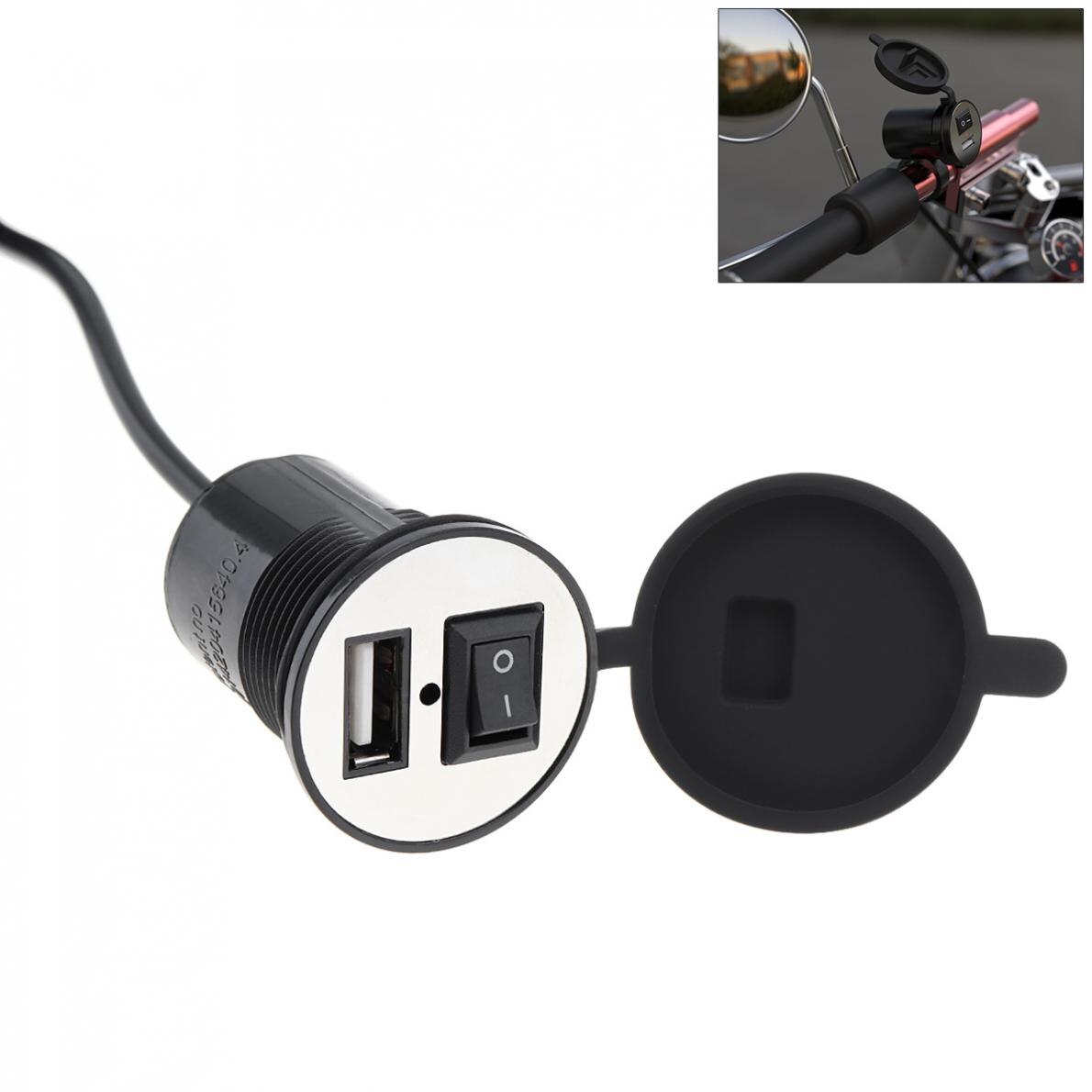 12V Waterdichte Usb Motorfiets Socket Plug Universele Schakelaar Telefoon Oplader Adapter