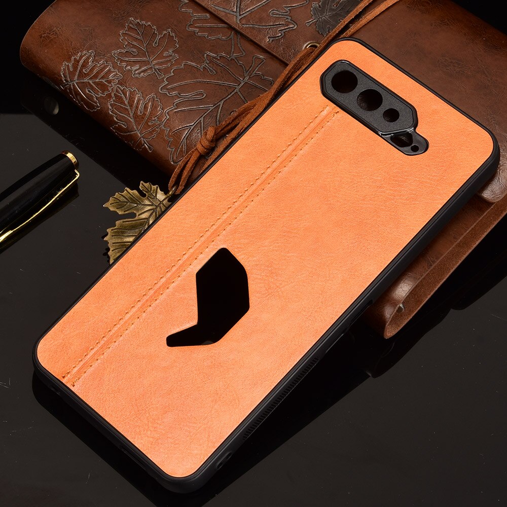 Case Voor Rog Telefoon 5 Luxe Pu Lederen Textuur Pu Leather Back Hard Plastic Cover Voor Asus Rog Telefoon 5 i005DA I005DB ZS673KS: Yellow