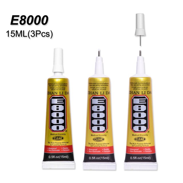 3Pcs 15Ml Super Mobiele Telefoon Screen Glas Lijm T7000 Display Reparatie Lijm B7000 Stof Textiel Sieraden Bead T9000 b6000 E8000: E8000 15ML 3Pcs