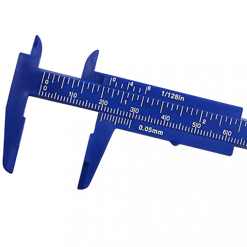 0-80mm dobbelt skala blå plast vernier caliper med blå mini måleværktøj til studerende / antik måling